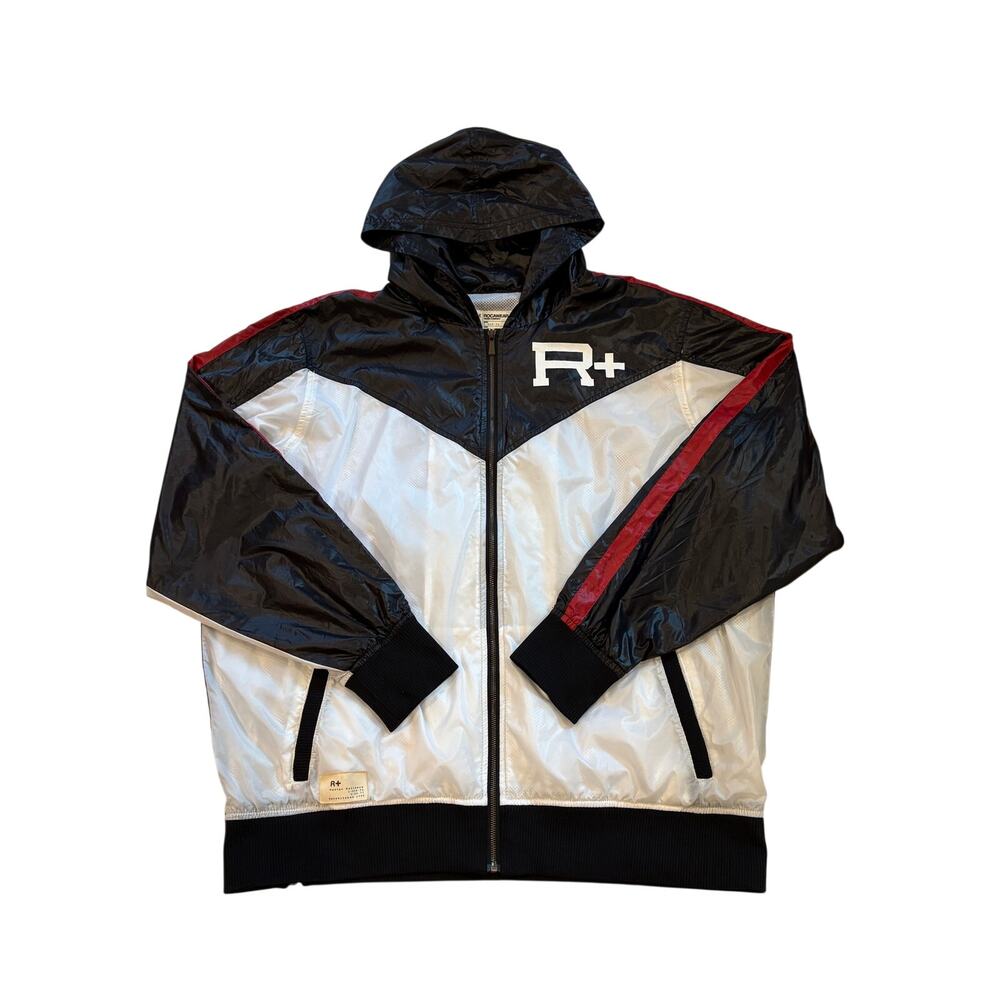 Vtg Rocawear Windbreaker Mens 3XL Black Hooded Full Zip Lightweight Hip Hop Y2K